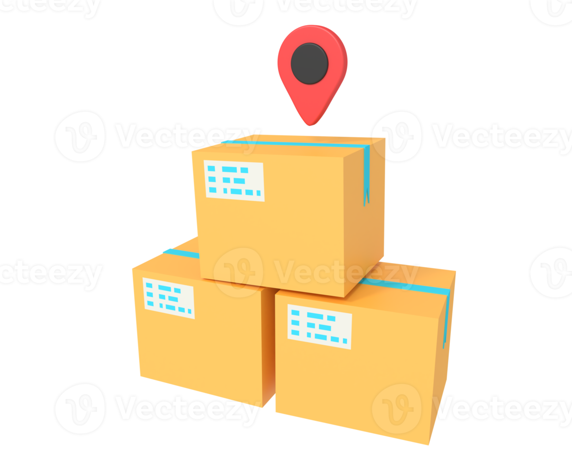 3d illustration of delivery package location png