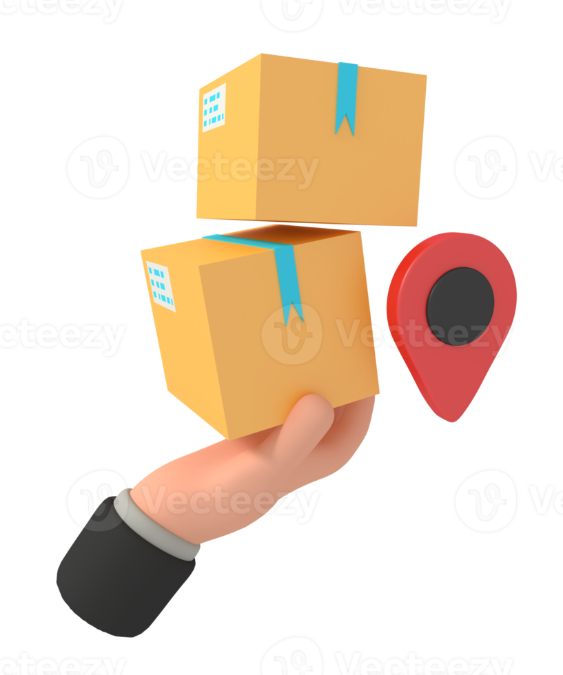 3d illustration of delivery package location png