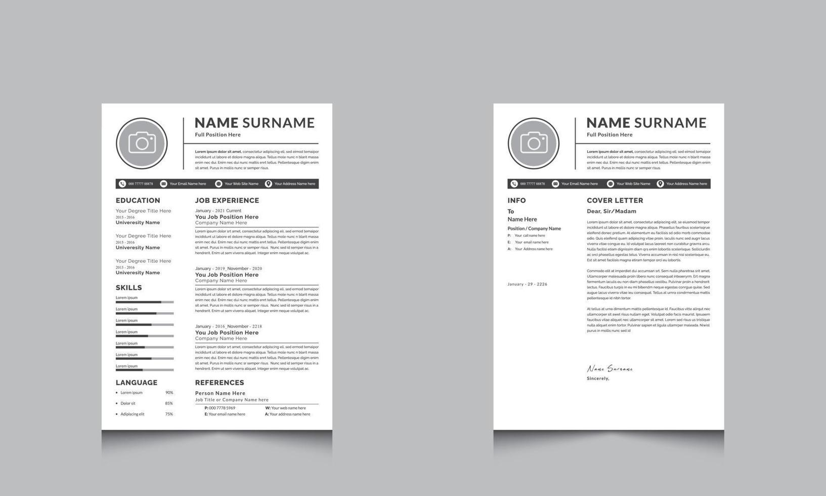 Vector Modern Resume Template Creative Stylish Cv Set Design