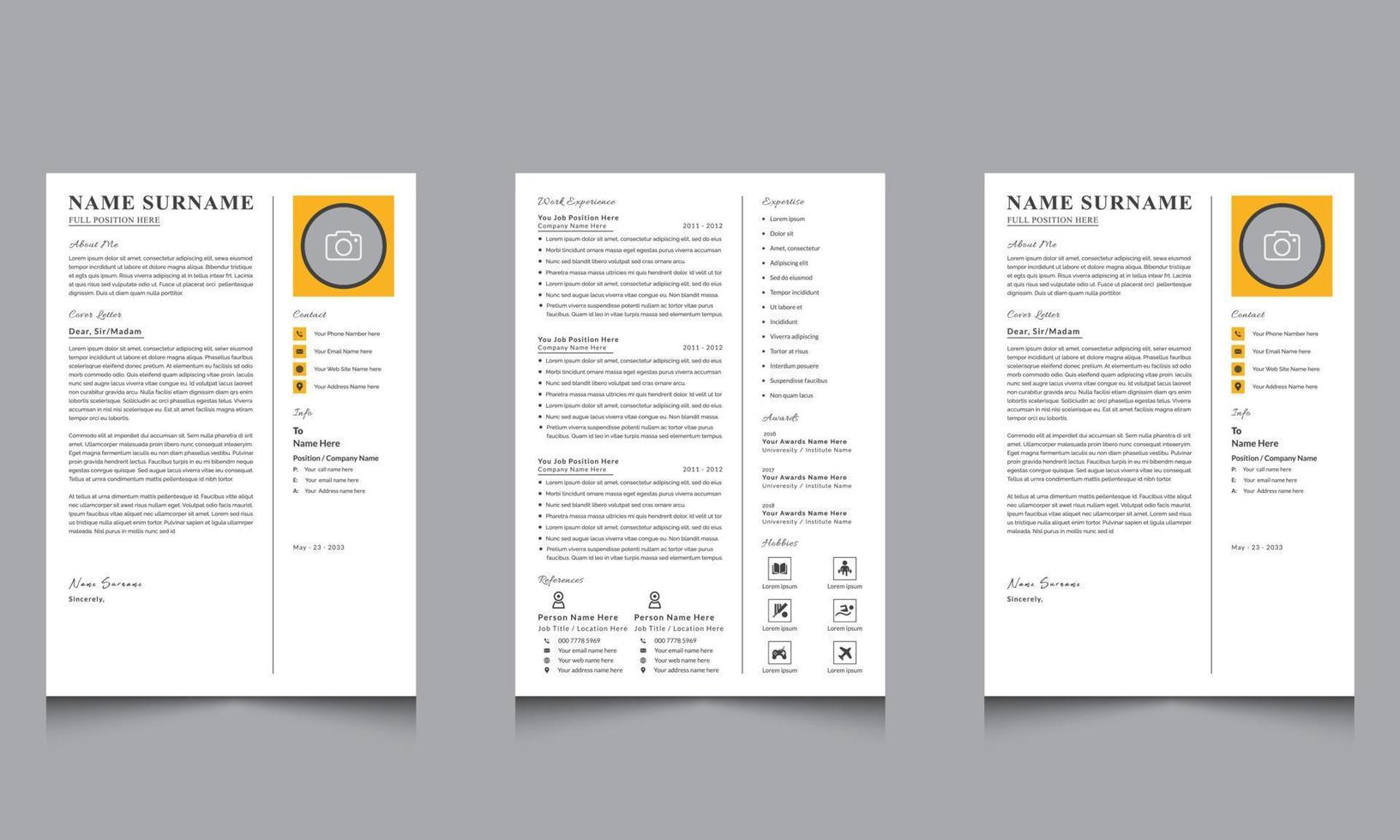 Clean and Professional Resume Cv Layouts Design vector