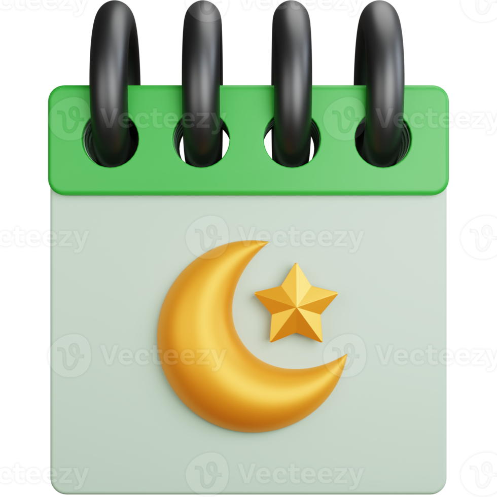 3d rendering calendar muslim isolated png