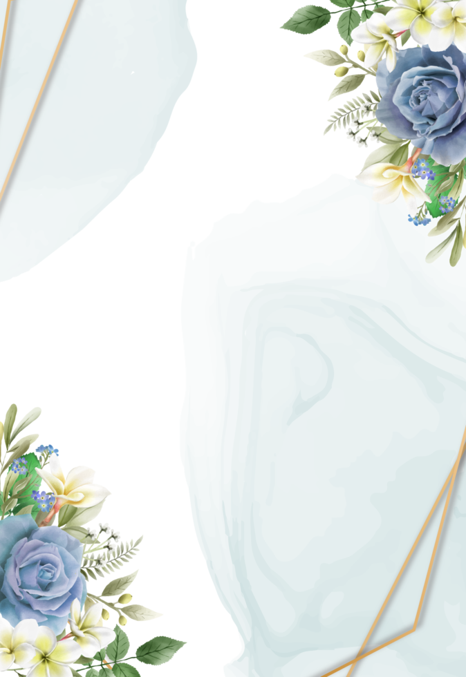 élégante carte d'invitation de mariage de roses bleu royal png