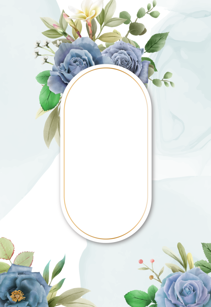 elegante reale blu Rose nozze invito carta png