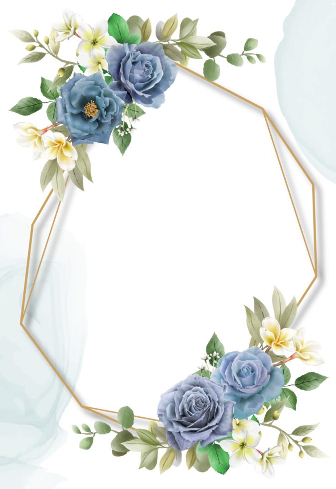 élégante carte d'invitation de mariage de roses bleu royal png