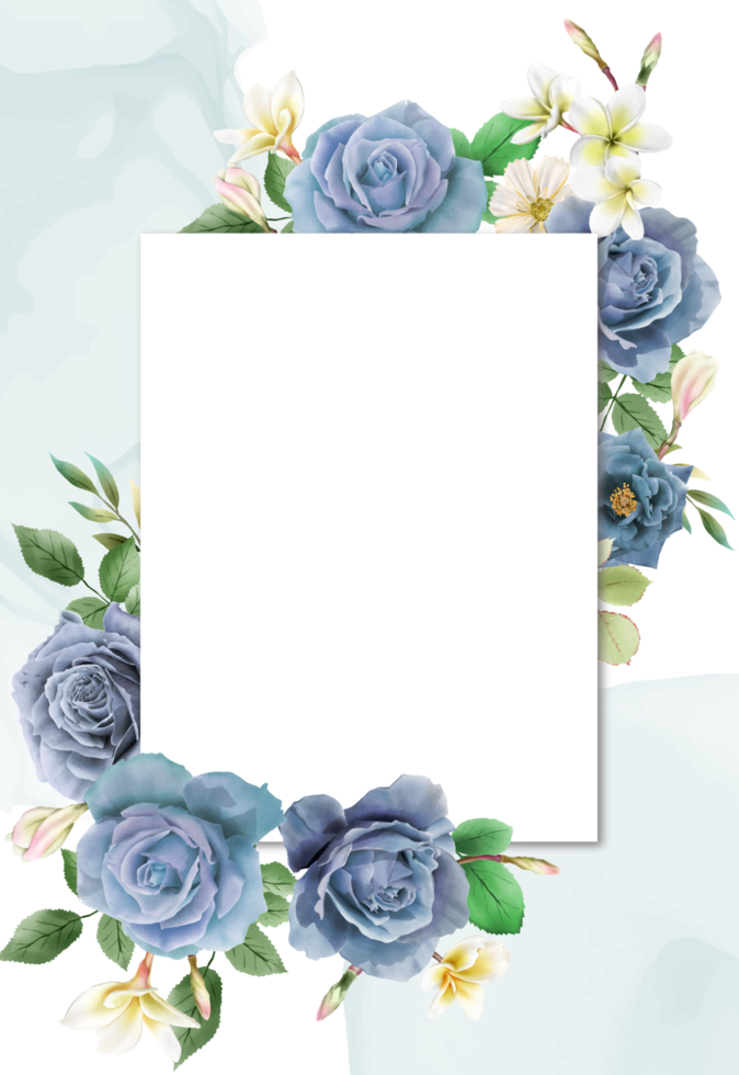 elegant Koninklijk blauw rozen bruiloft uitnodiging kaart png