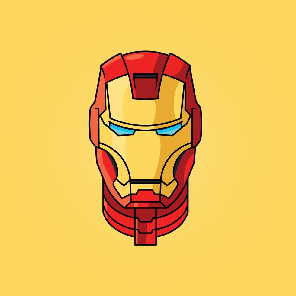 Iron Man Portrait Flat Vector Illustration