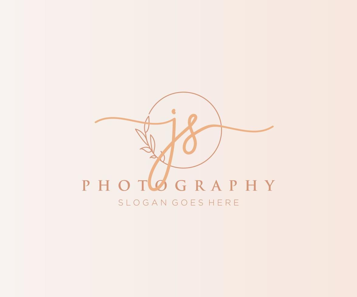 Initial JS feminine logo. Usable for Nature, Salon, Spa, Cosmetic and Beauty Logos. Flat Vector Logo Design Template Element.