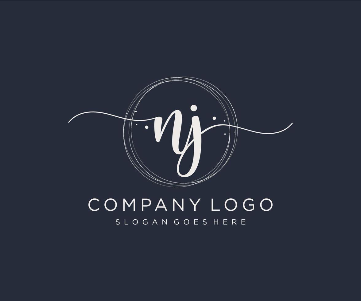 Initial NJ feminine logo. Usable for Nature, Salon, Spa, Cosmetic and Beauty Logos. Flat Vector Logo Design Template Element.