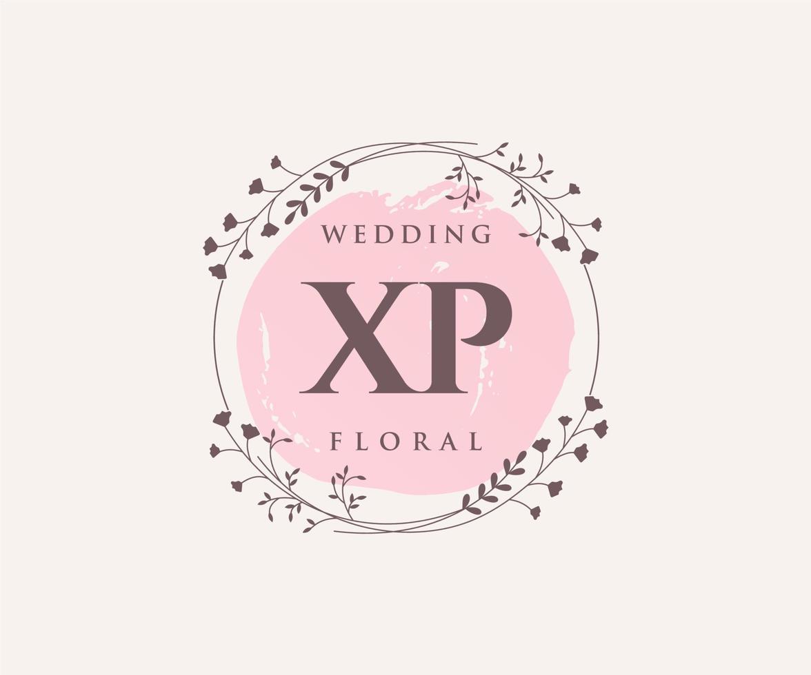 XP Initials letter Wedding monogram logos template, hand drawn modern minimalistic and floral templates for Invitation cards, Save the Date, elegant identity. vector