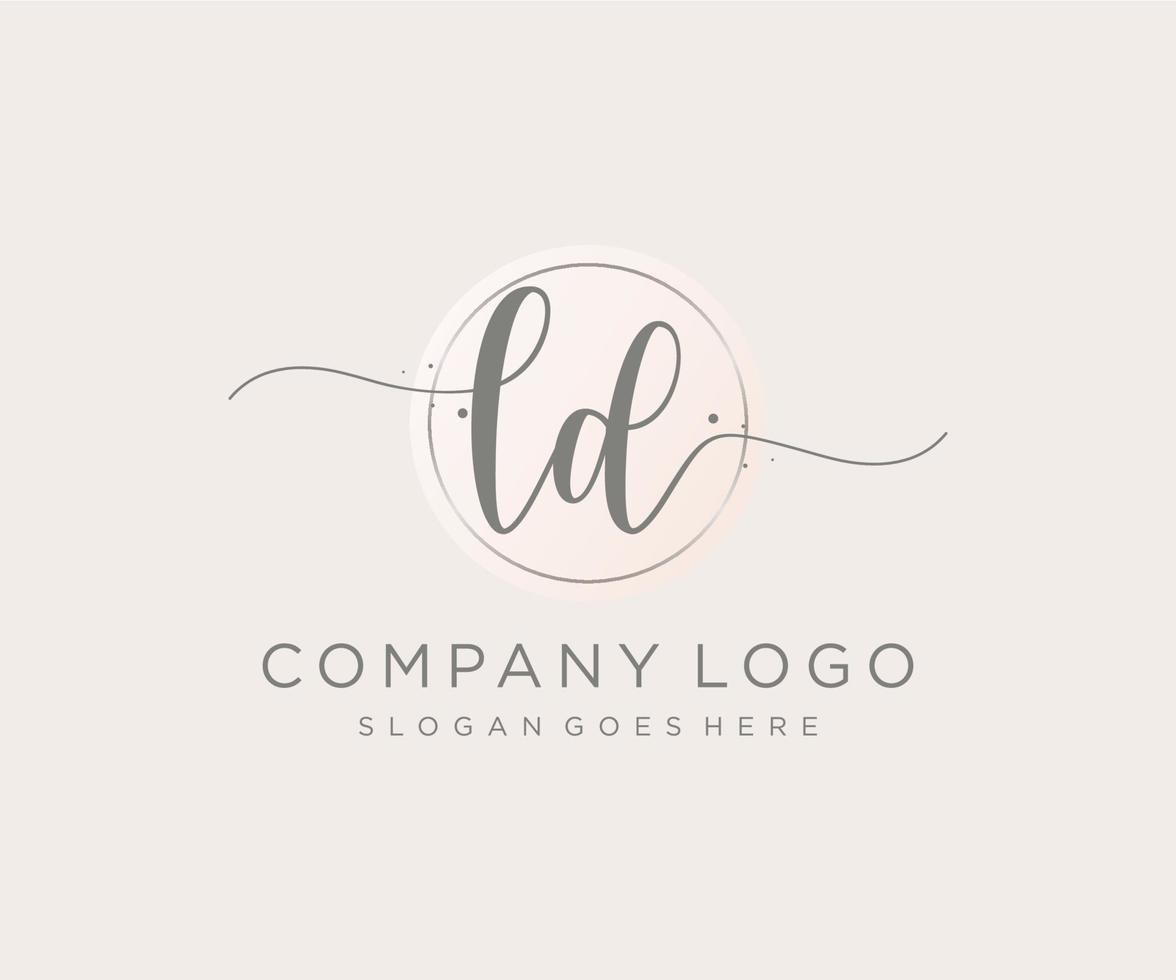 Initial LD feminine logo. Usable for Nature, Salon, Spa, Cosmetic and Beauty Logos. Flat Vector Logo Design Template Element.