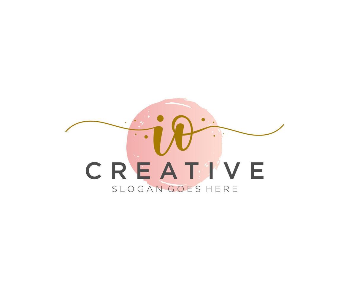 initial IO Feminine logo beauty monogram and elegant logo design, handwriting logo of initial signature, wedding, fashion, floral and botanical with creative template. vector