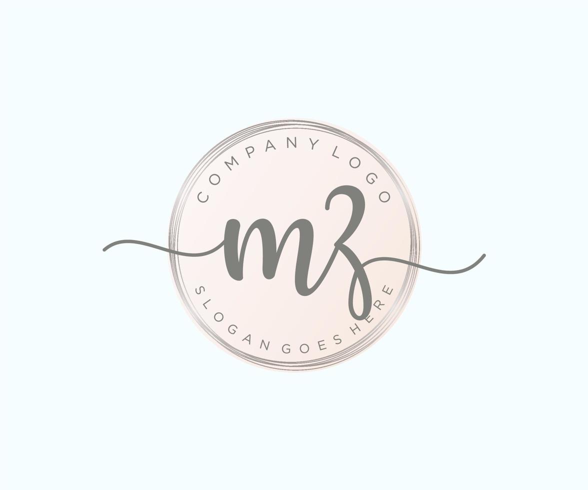 Initial MZ feminine logo. Usable for Nature, Salon, Spa, Cosmetic and Beauty Logos. Flat Vector Logo Design Template Element.