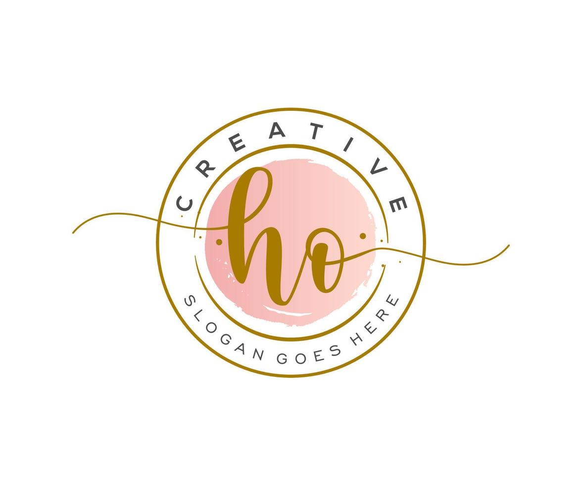 initial HO Feminine logo beauty monogram and elegant logo design, handwriting logo of initial signature, wedding, fashion, floral and botanical with creative template. vector