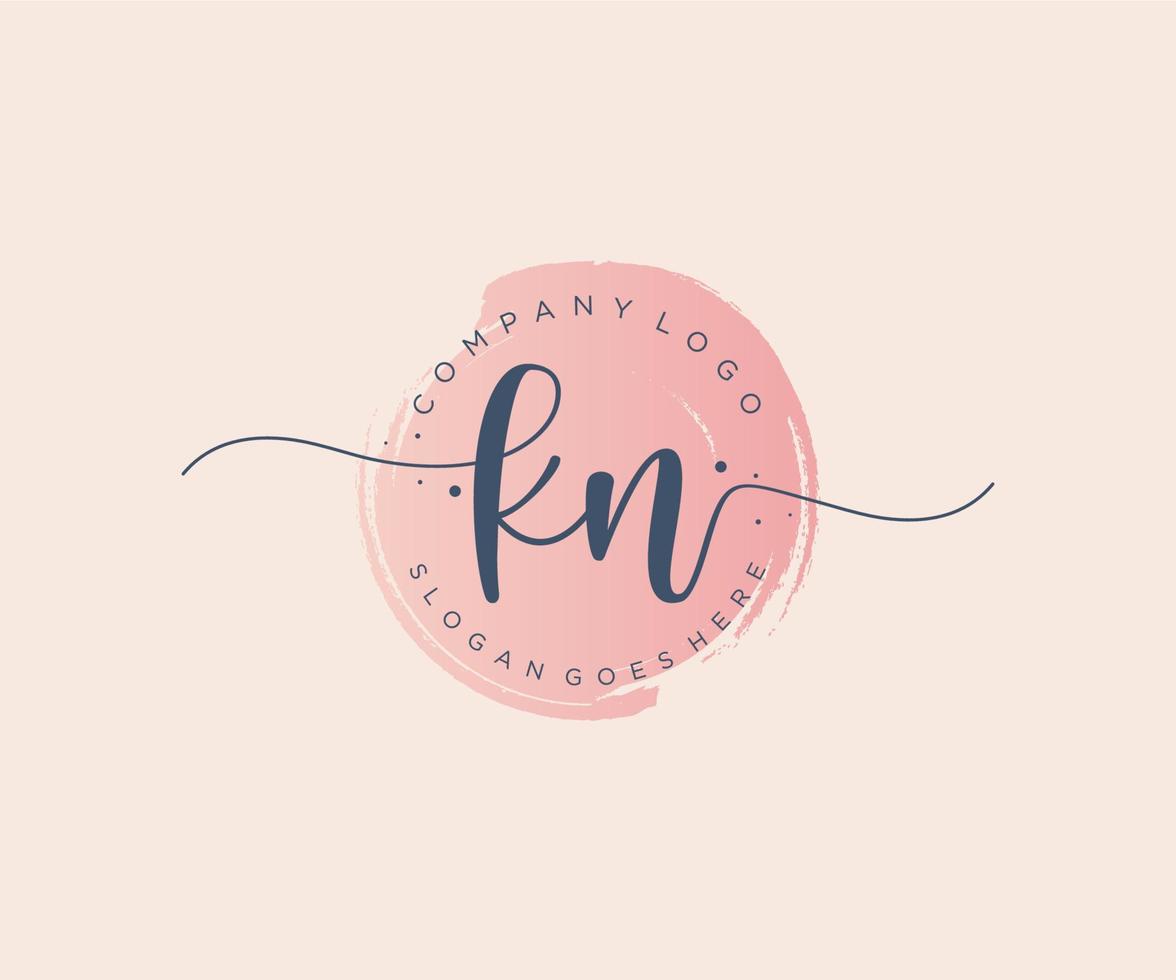 Initial KN feminine logo. Usable for Nature, Salon, Spa, Cosmetic and Beauty Logos. Flat Vector Logo Design Template Element.