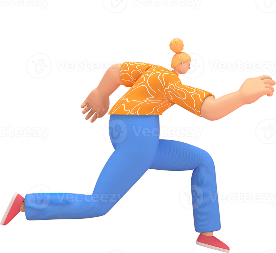 character woman orange shirt blue pants doing activities 18876746 PNG