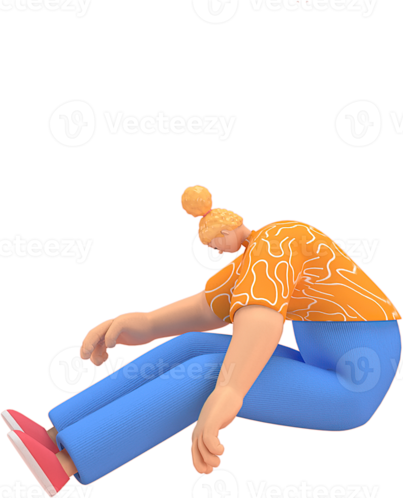 character woman orange shirt blue pants doing activities png