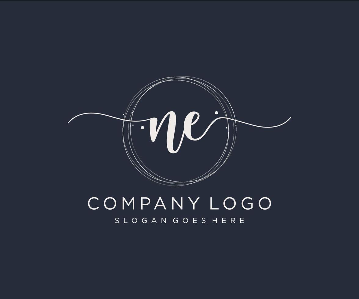 Initial NE feminine logo. Usable for Nature, Salon, Spa, Cosmetic and Beauty Logos. Flat Vector Logo Design Template Element.