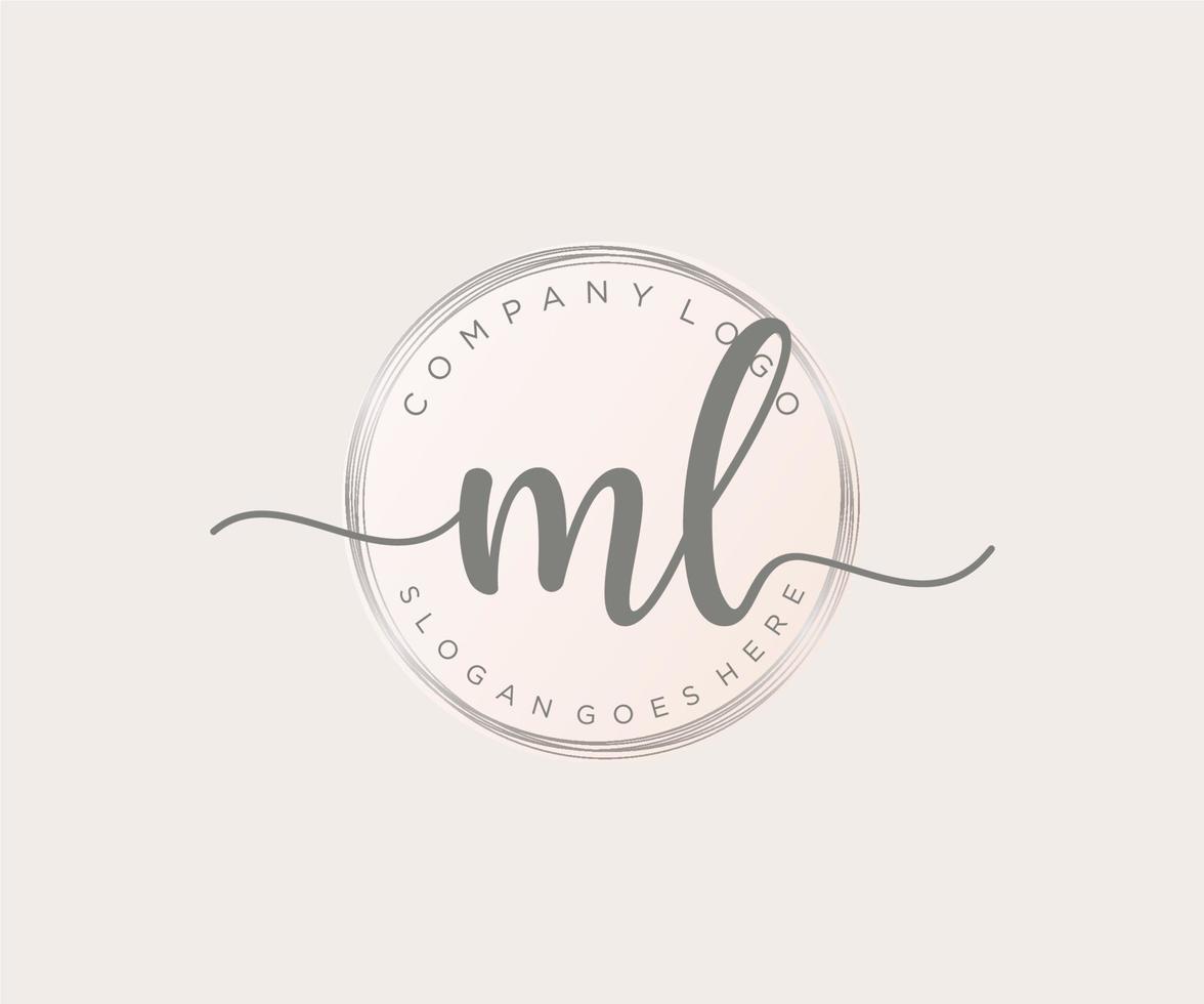 Initial ML feminine logo. Usable for Nature, Salon, Spa, Cosmetic and Beauty Logos. Flat Vector Logo Design Template Element.