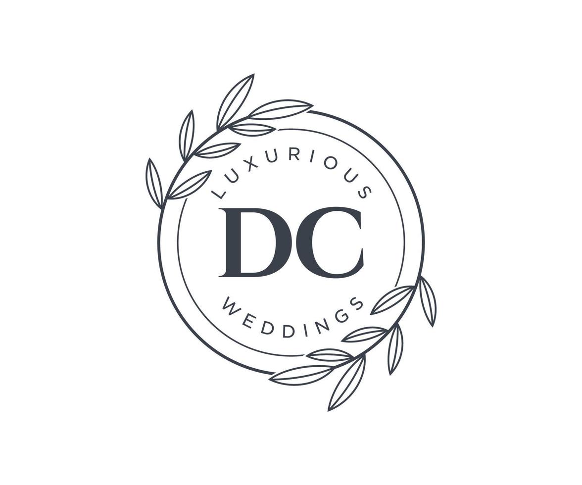 DC Initials letter Wedding monogram logos template, hand drawn modern minimalistic and floral templates for Invitation cards, Save the Date, elegant identity. vector