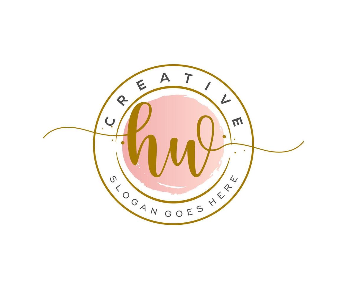 initial HW Feminine logo beauty monogram and elegant logo design, handwriting logo of initial signature, wedding, fashion, floral and botanical with creative template. vector