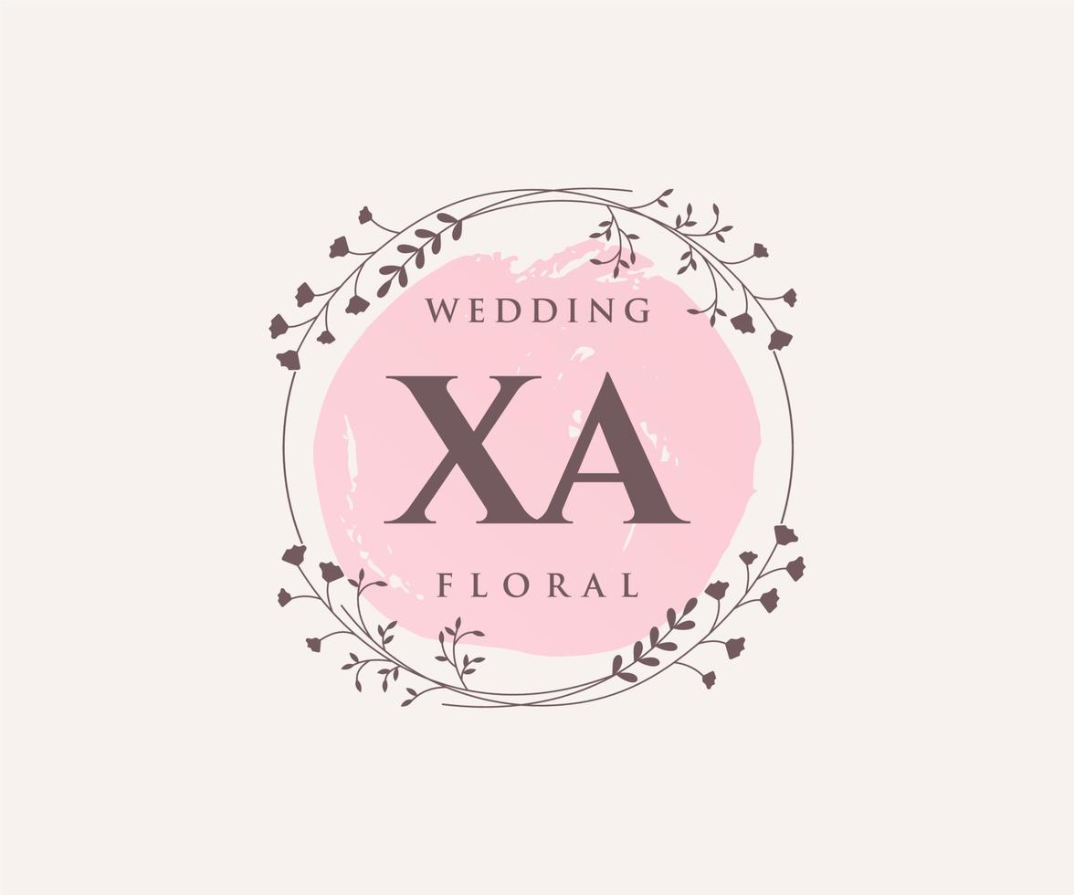 plantilla de logotipos de monograma de boda con letras iniciales xa, plantillas florales y minimalistas modernas dibujadas a mano para tarjetas de invitación, guardar la fecha, identidad elegante. vector