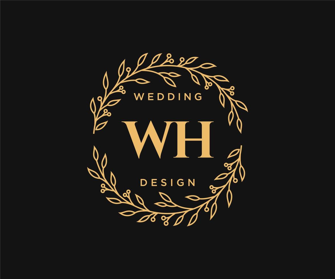 WH Initials letter Wedding monogram logos collection, hand drawn modern minimalistic and floral templates for Invitation cards, Save the Date, elegant identity for restaurant, boutique, cafe in vector