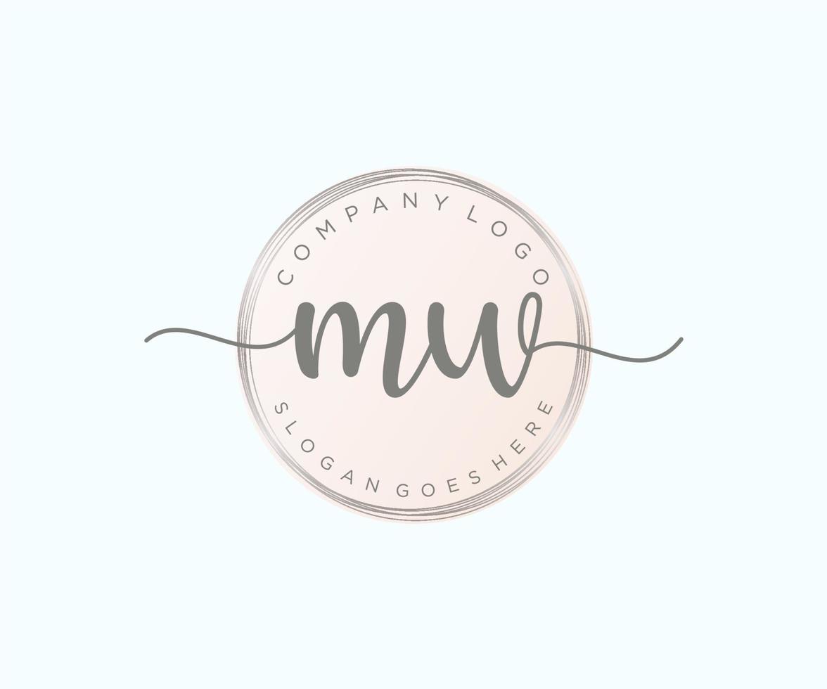 Initial MW feminine logo. Usable for Nature, Salon, Spa, Cosmetic and Beauty Logos. Flat Vector Logo Design Template Element.
