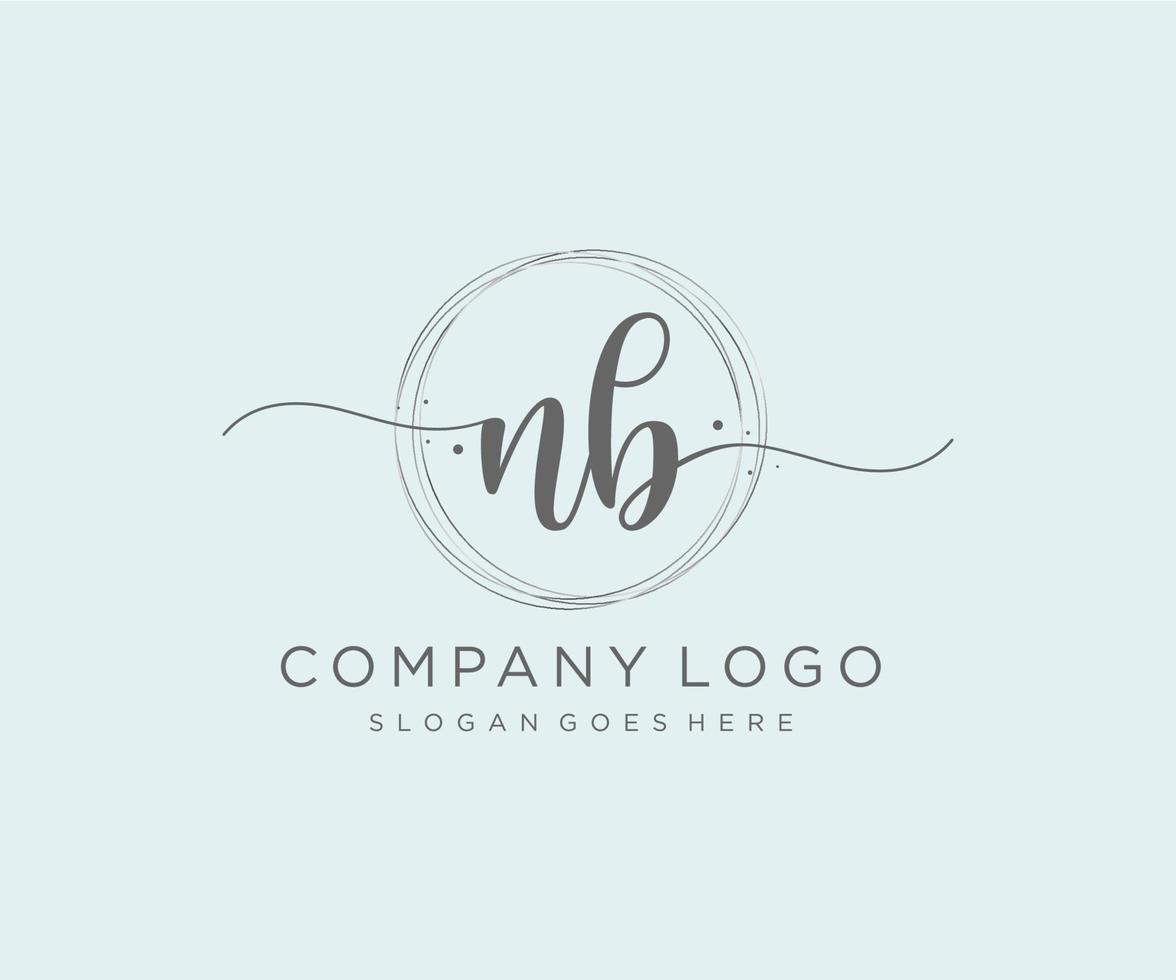 Initial NB feminine logo. Usable for Nature, Salon, Spa, Cosmetic and Beauty Logos. Flat Vector Logo Design Template Element.