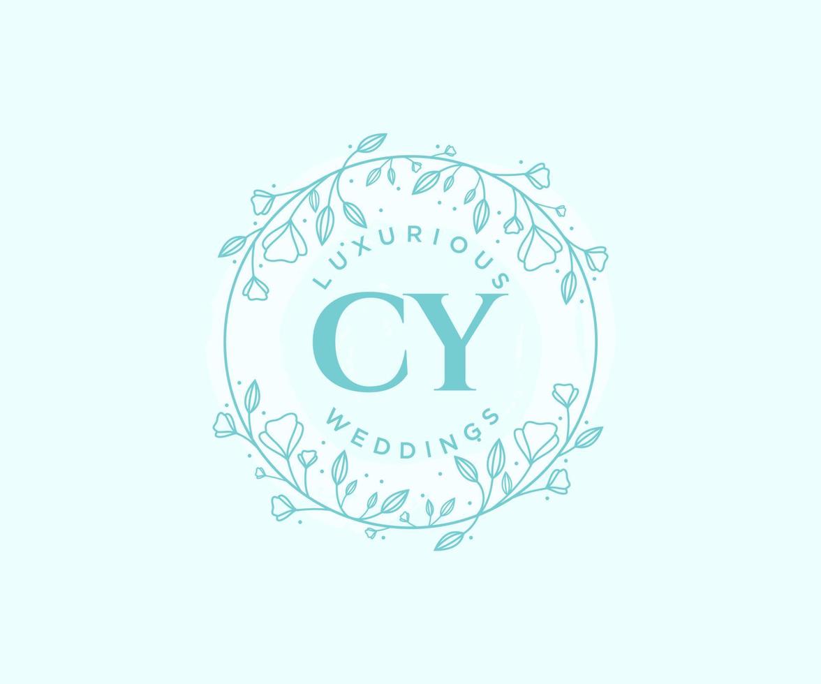 CY Initials letter Wedding monogram logos template, hand drawn modern minimalistic and floral templates for Invitation cards, Save the Date, elegant identity. vector