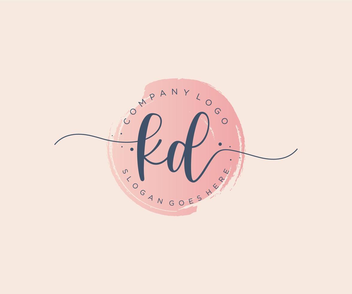 Initial KD feminine logo. Usable for Nature, Salon, Spa, Cosmetic and Beauty Logos. Flat Vector Logo Design Template Element.