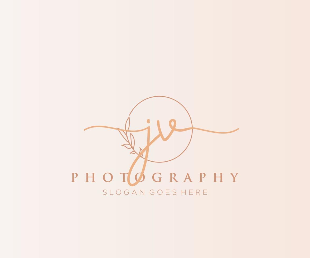 Initial JV feminine logo. Usable for Nature, Salon, Spa, Cosmetic and Beauty Logos. Flat Vector Logo Design Template Element.