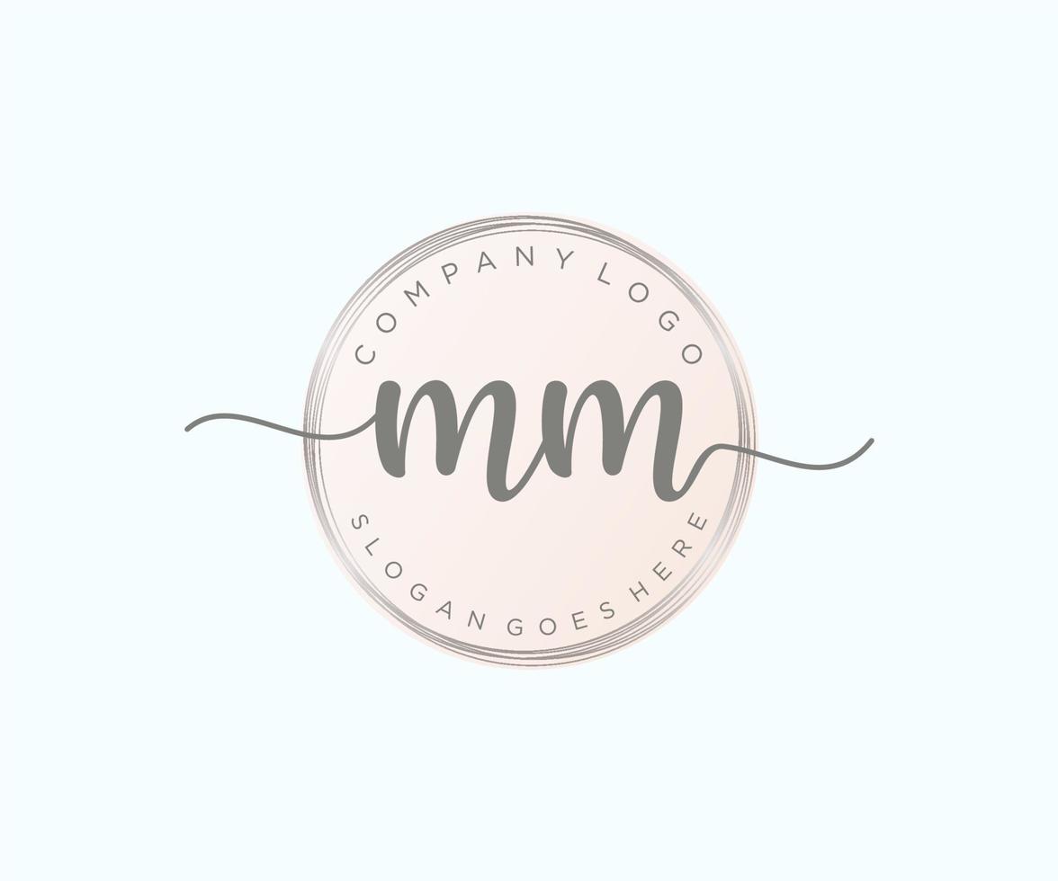 Initial MM feminine logo. Usable for Nature, Salon, Spa, Cosmetic and Beauty Logos. Flat Vector Logo Design Template Element.