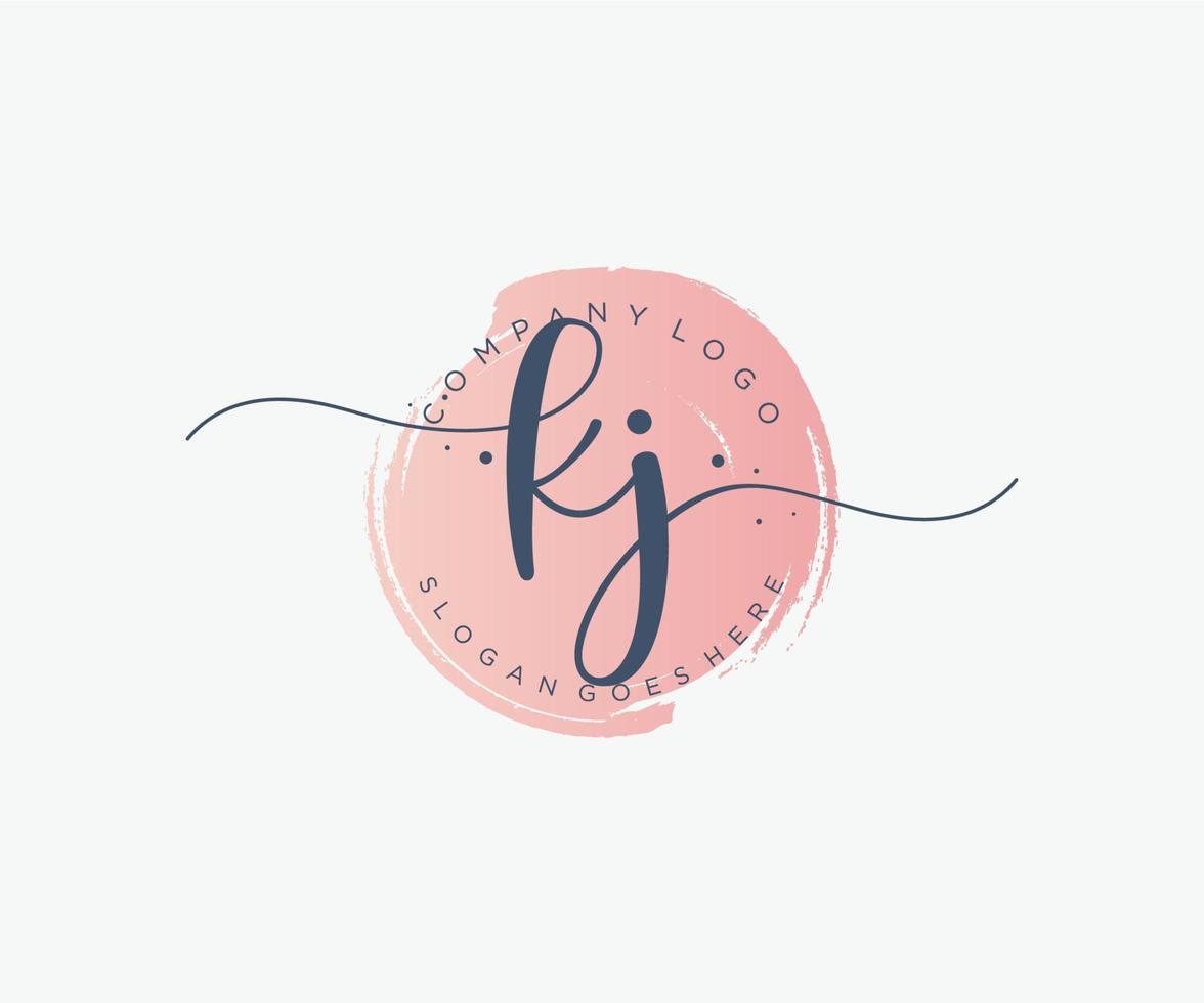 Initial KJ feminine logo. Usable for Nature, Salon, Spa, Cosmetic and Beauty Logos. Flat Vector Logo Design Template Element.