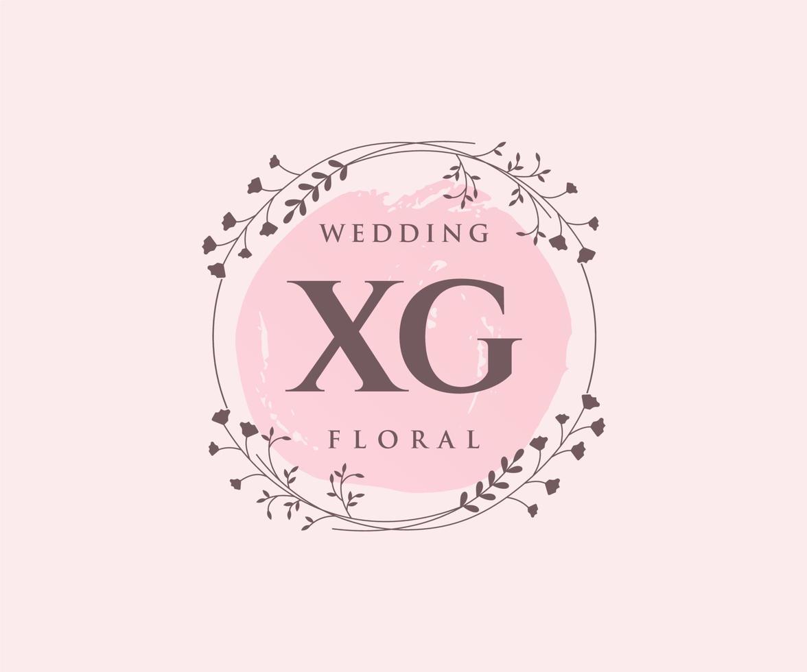 XG Initials letter Wedding monogram logos template, hand drawn modern minimalistic and floral templates for Invitation cards, Save the Date, elegant identity. vector