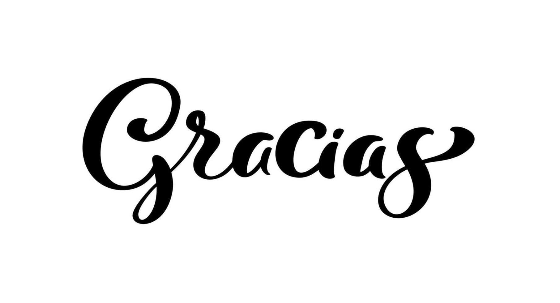 gracias texto de letras vectoriales en español gracias. frase dibujada a mano. caligrafía de pincel moderna manuscrita para invitación y tarjeta de felicitación, camiseta, estampados y carteles vector