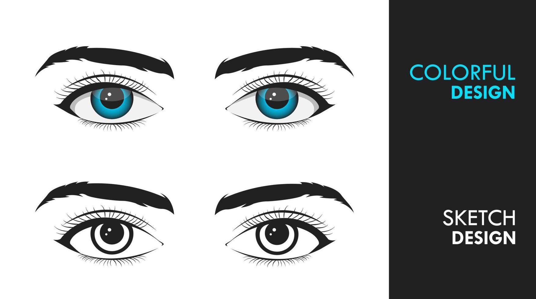 Beautiful Eye Set Beauty Cosmetic Vector Illustration