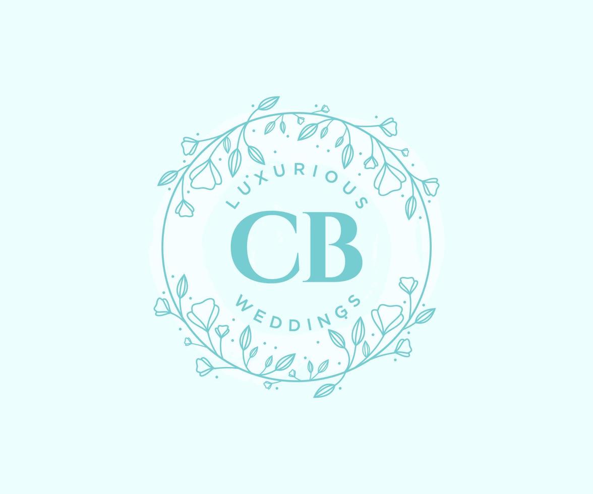 CB Initials letter Wedding monogram logos template, hand drawn modern minimalistic and floral templates for Invitation cards, Save the Date, elegant identity. vector