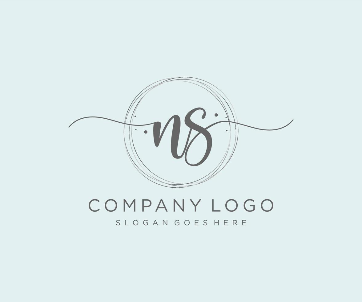 Initial NS feminine logo. Usable for Nature, Salon, Spa, Cosmetic and Beauty Logos. Flat Vector Logo Design Template Element.
