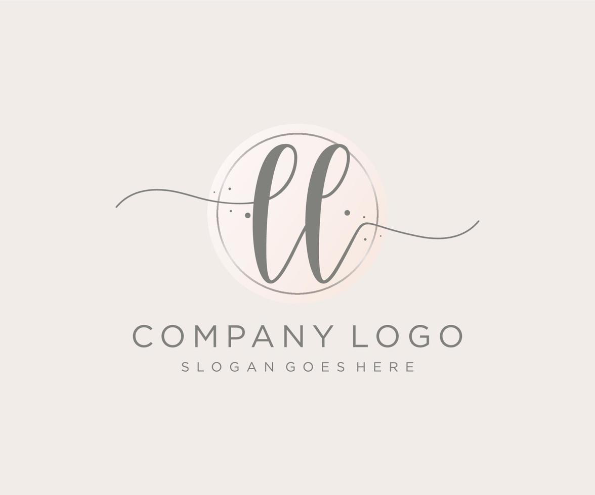 Initial LL feminine logo. Usable for Nature, Salon, Spa, Cosmetic and Beauty Logos. Flat Vector Logo Design Template Element.