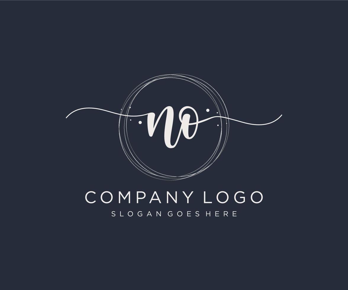 Initial NO feminine logo. Usable for Nature, Salon, Spa, Cosmetic and Beauty Logos. Flat Vector Logo Design Template Element.