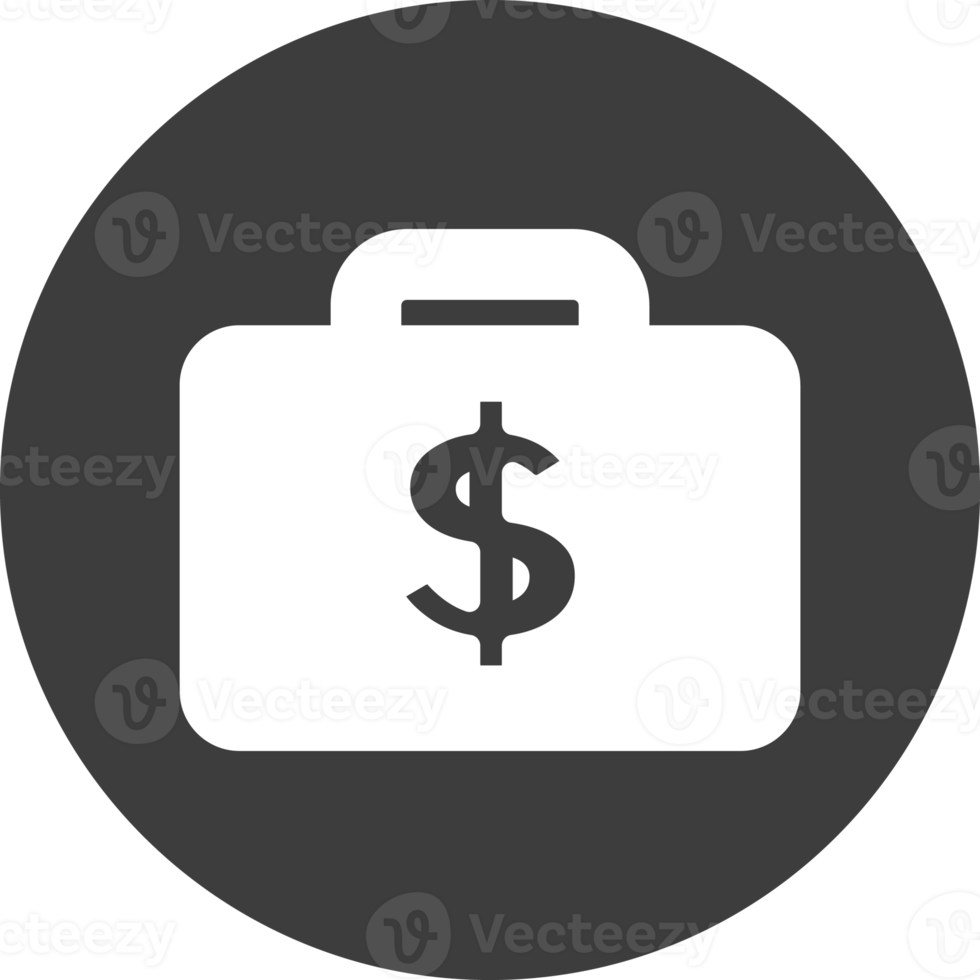 Money luggage icon in black circle. png