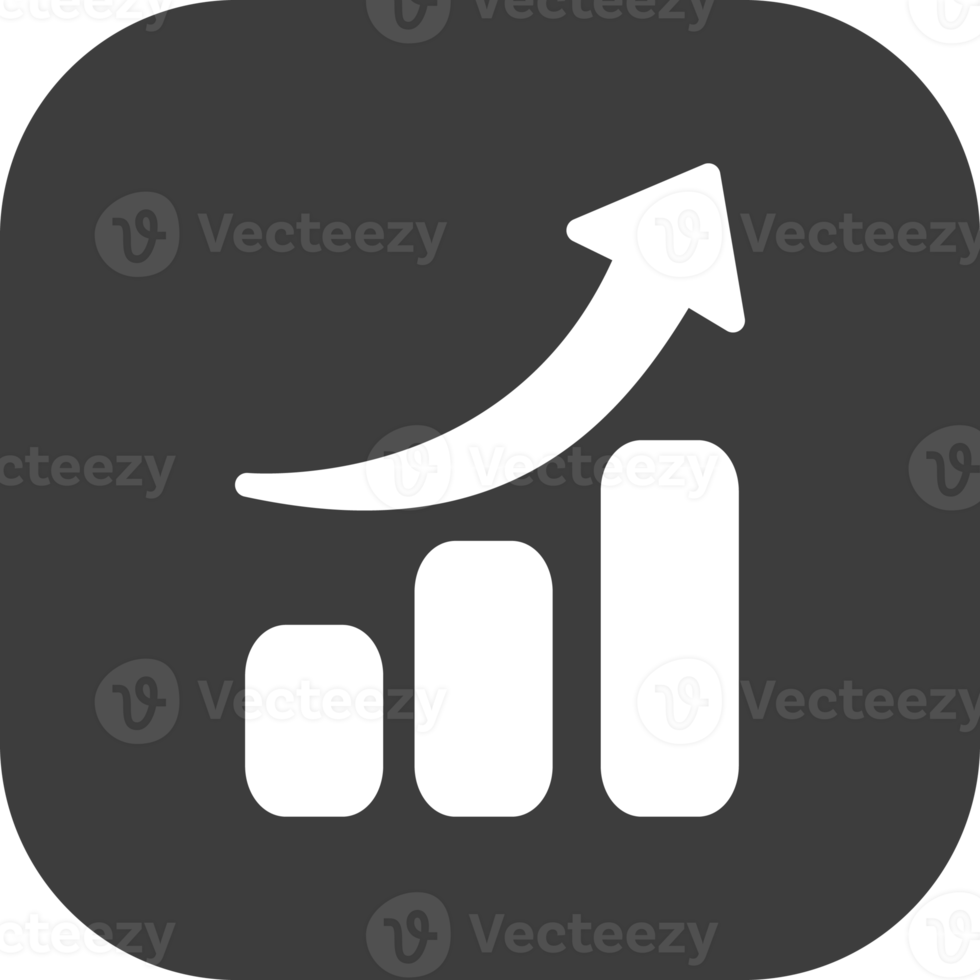 Growth Finance graph icon in black square. png