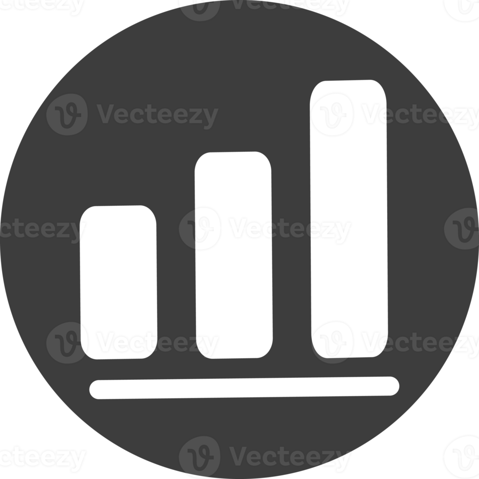 Increase graph icon in black circle. png