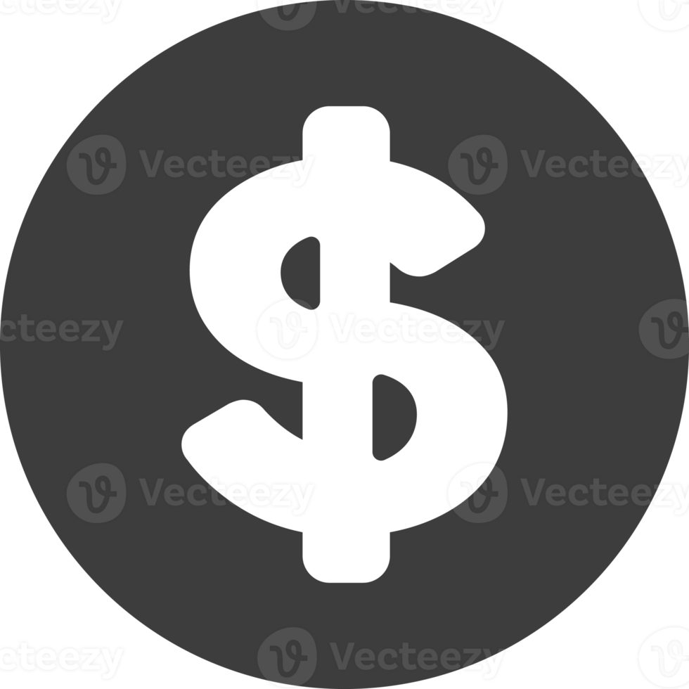 Money sign icon in black circle. png