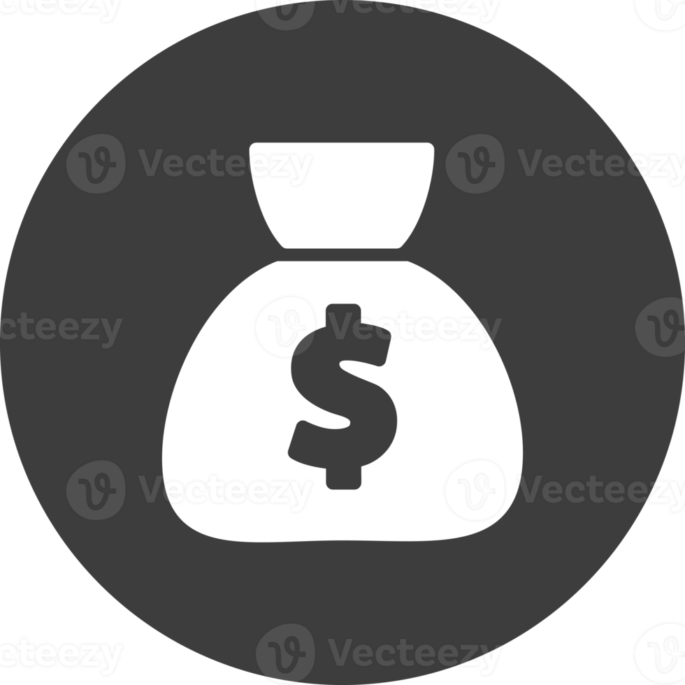 ícone do saco de dinheiro no círculo preto. png