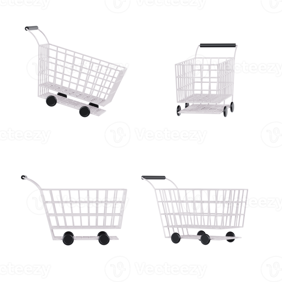 Silver shopping cart collection png