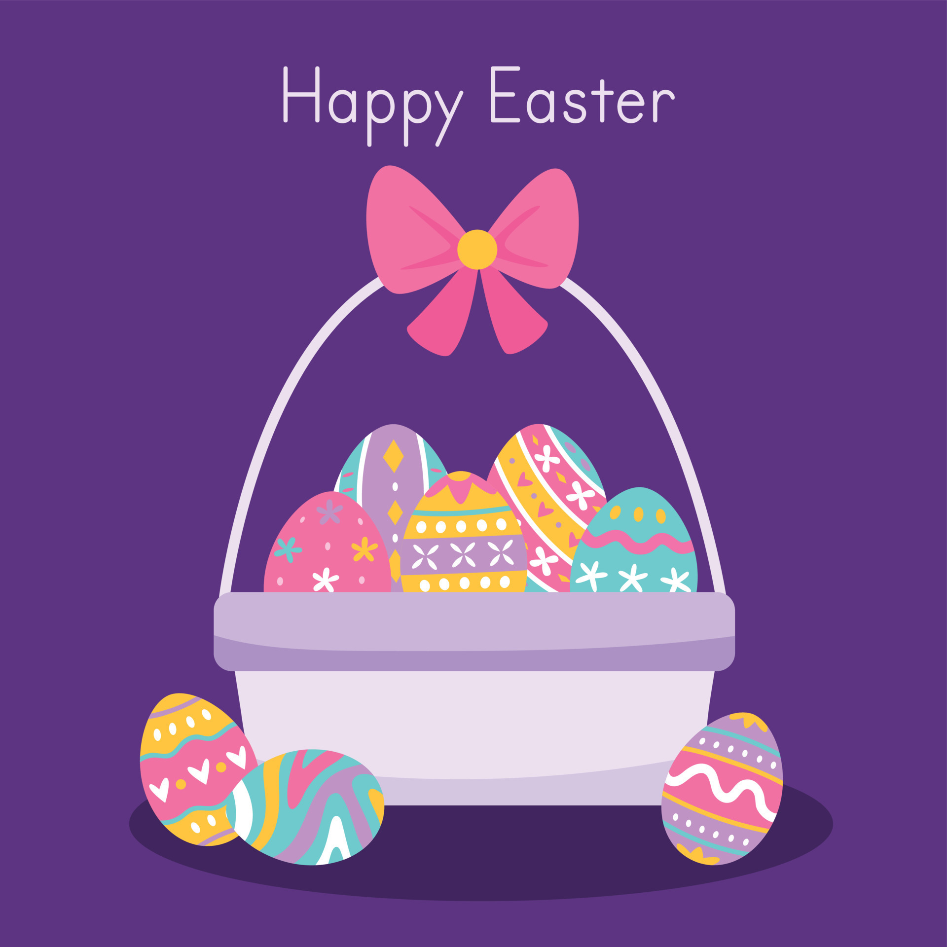 Easter eggs basket, happy Easter 18877307 Vector Art at Vecteezy