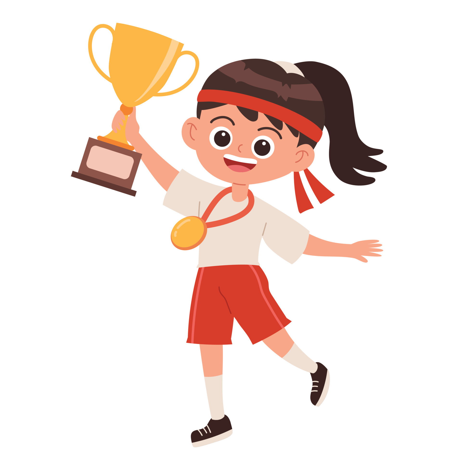 Little Girl Winning Sport Competition Cartoon Vector 18877315 Vector