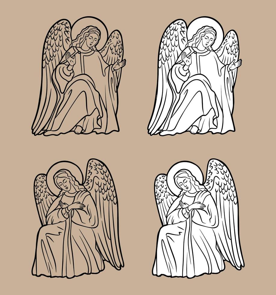 Jesus' Passover. Angels. Biblical scene. Flat vector illustration. resurrection of Jesus or resurrection of Christ. outline photo for Easter day.