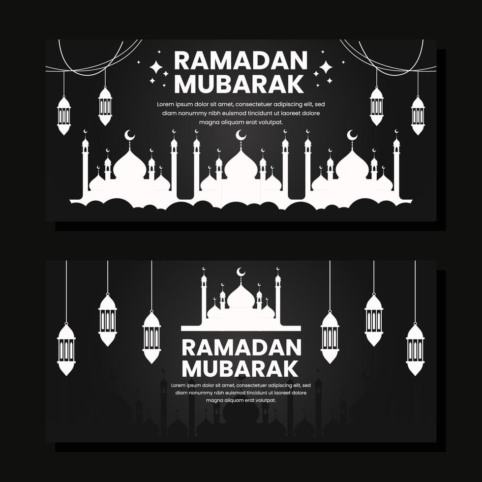 ramadan horizontal banner illustration in flat design vector